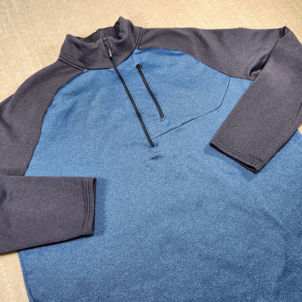 LL Bean Sweatshirt Men 2XLT Mountain Fleece 1/4 Zip Blue Slightly‎ Fitted Hiking